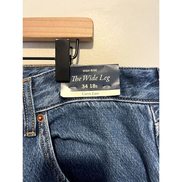 NWT Abercrombie & Fitch Curve Love High Rise Wide Leg Jean Dark Size 34 Short - Picture 8 of 13